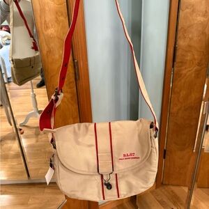 Vintage R.L.G.7 Polo Jeans Company Beige and Red Crossbody Bag